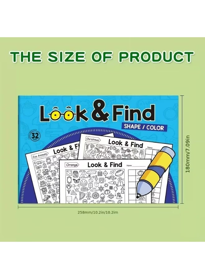 كتاب تلوين يضم أكثر من 1000 صورة لحيوانات ونباتات ومركبات وآلات موسيقية وحروف وأرقام، مع نشاط البحث والاكتشاف - صفحات تلوين تعليمية تفاعلية للتعلم المبكر وتنمية التركيز والمهارات الحركية الدقيقة - Image 1